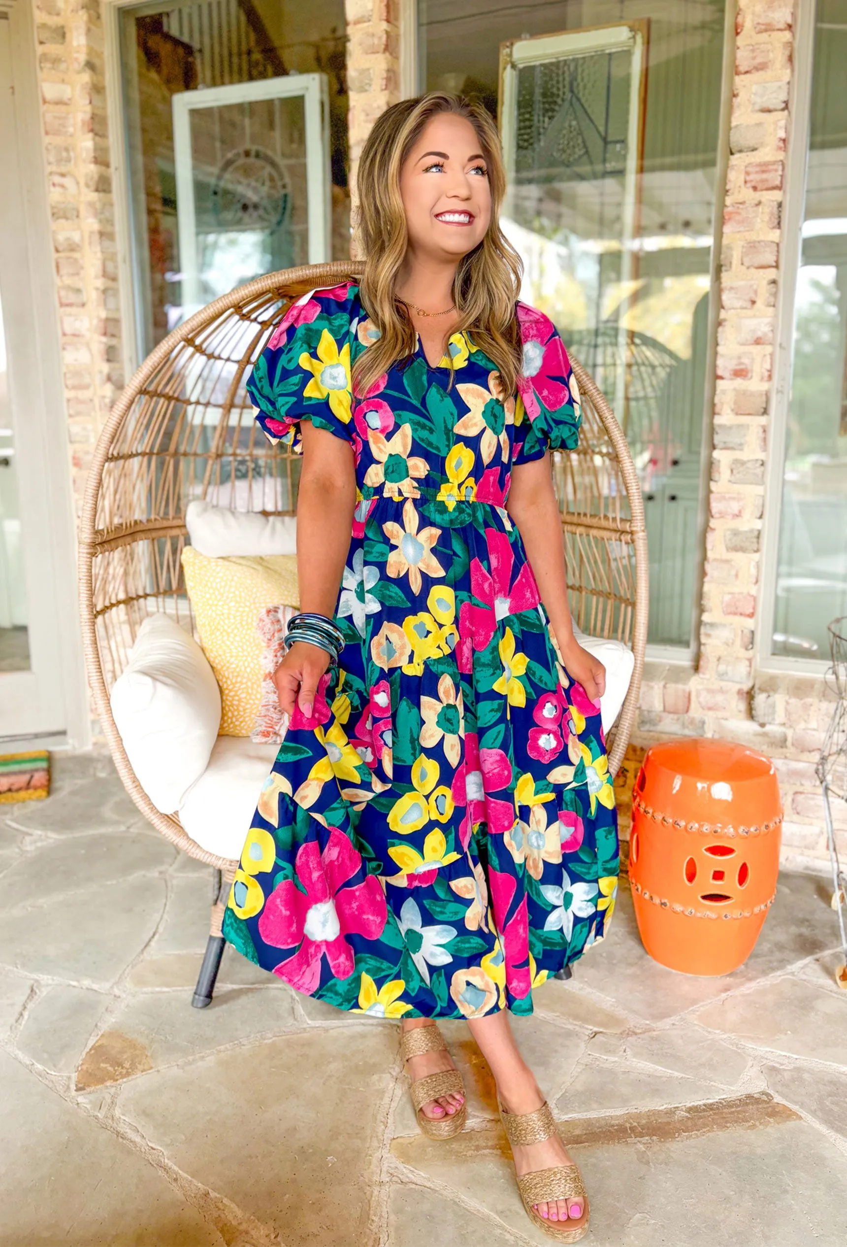 Brunch In Nashville Floral Midi Dress