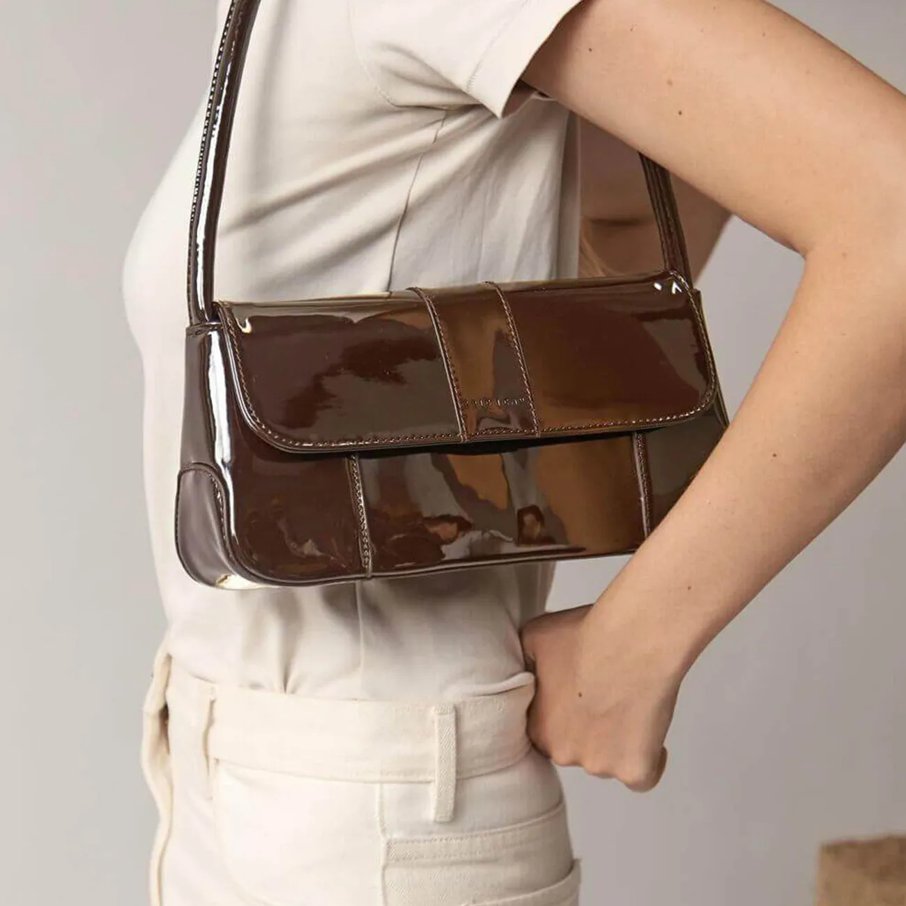 CAMILLE BAG CHOCOLATE BROWN PATENT