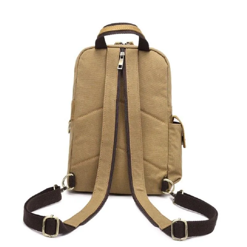 Canvas and Genuine Leather School Backpack 20 Litre