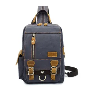 Canvas and Genuine Leather School Backpack 20 Litre