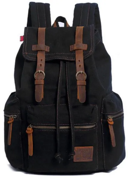 Canvas Leather School and Casual Backpack 20 to 35 Litre