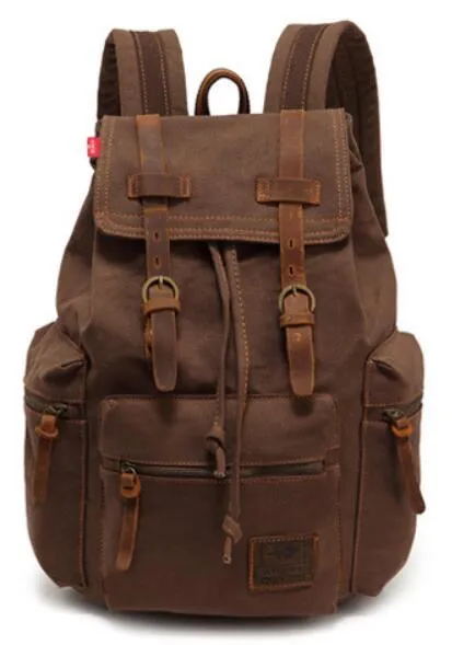 Canvas Leather School and Casual Backpack 20 to 35 Litre