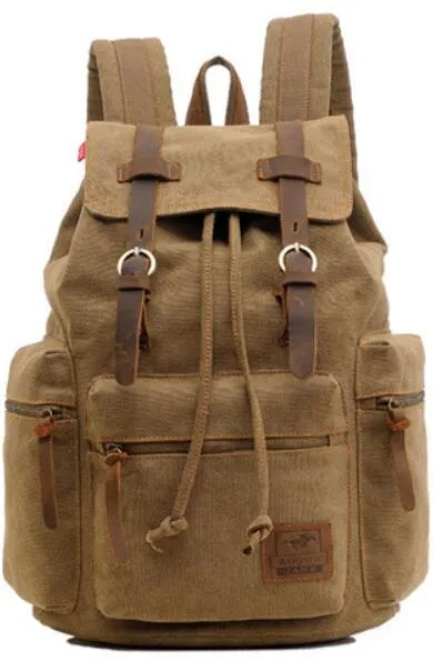 Canvas Leather School and Casual Backpack 20 to 35 Litre