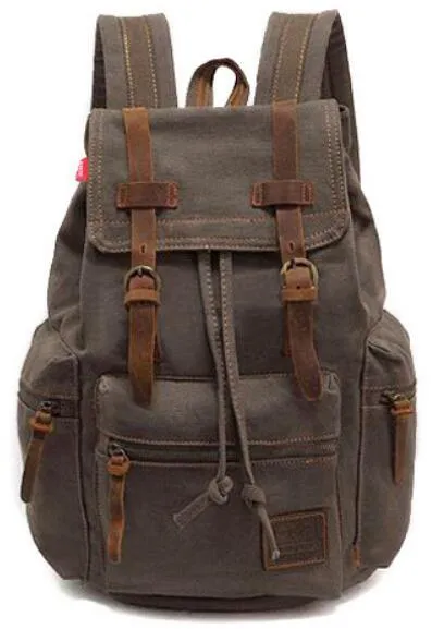 Canvas Leather School and Casual Backpack 20 to 35 Litre