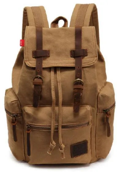 Canvas Leather School and Casual Backpack 20 to 35 Litre