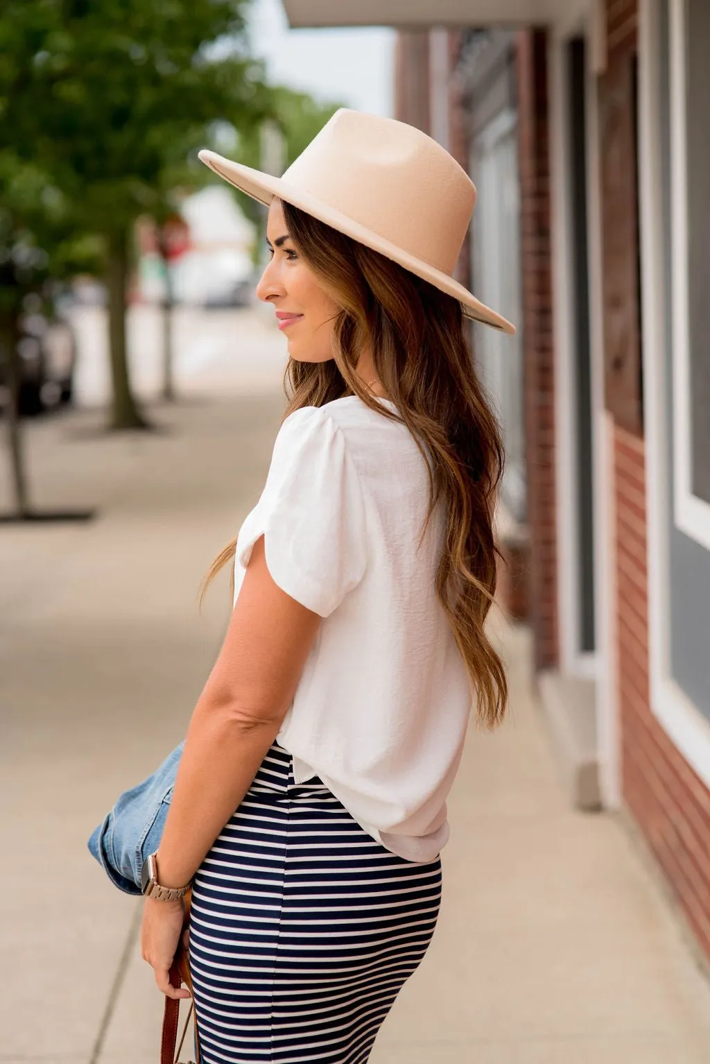 Capped Two Scallop Sleeve Tee