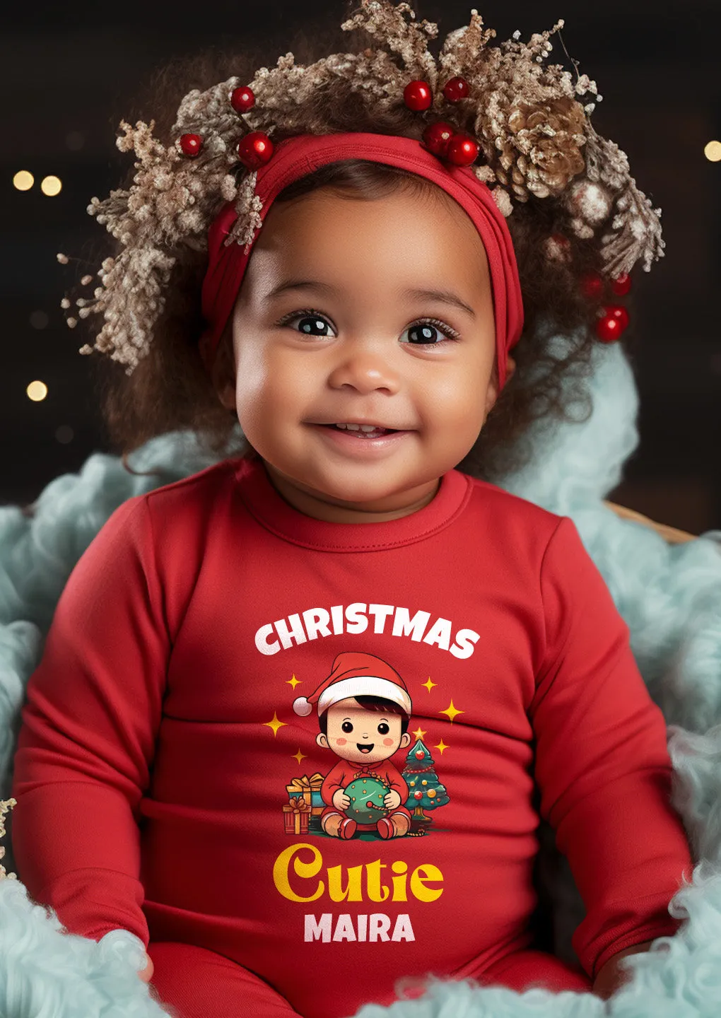 Christmas Cutie Baby Romper | Onesies w/ Custom Name