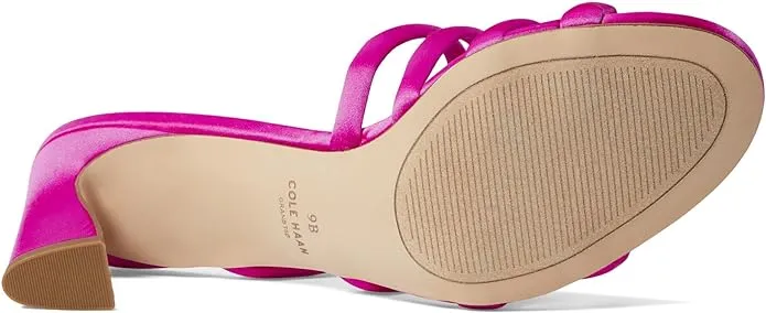 Cole Haan Adella Bright Pink Satin Squared Open Toe Slingback Block Heel Sandals