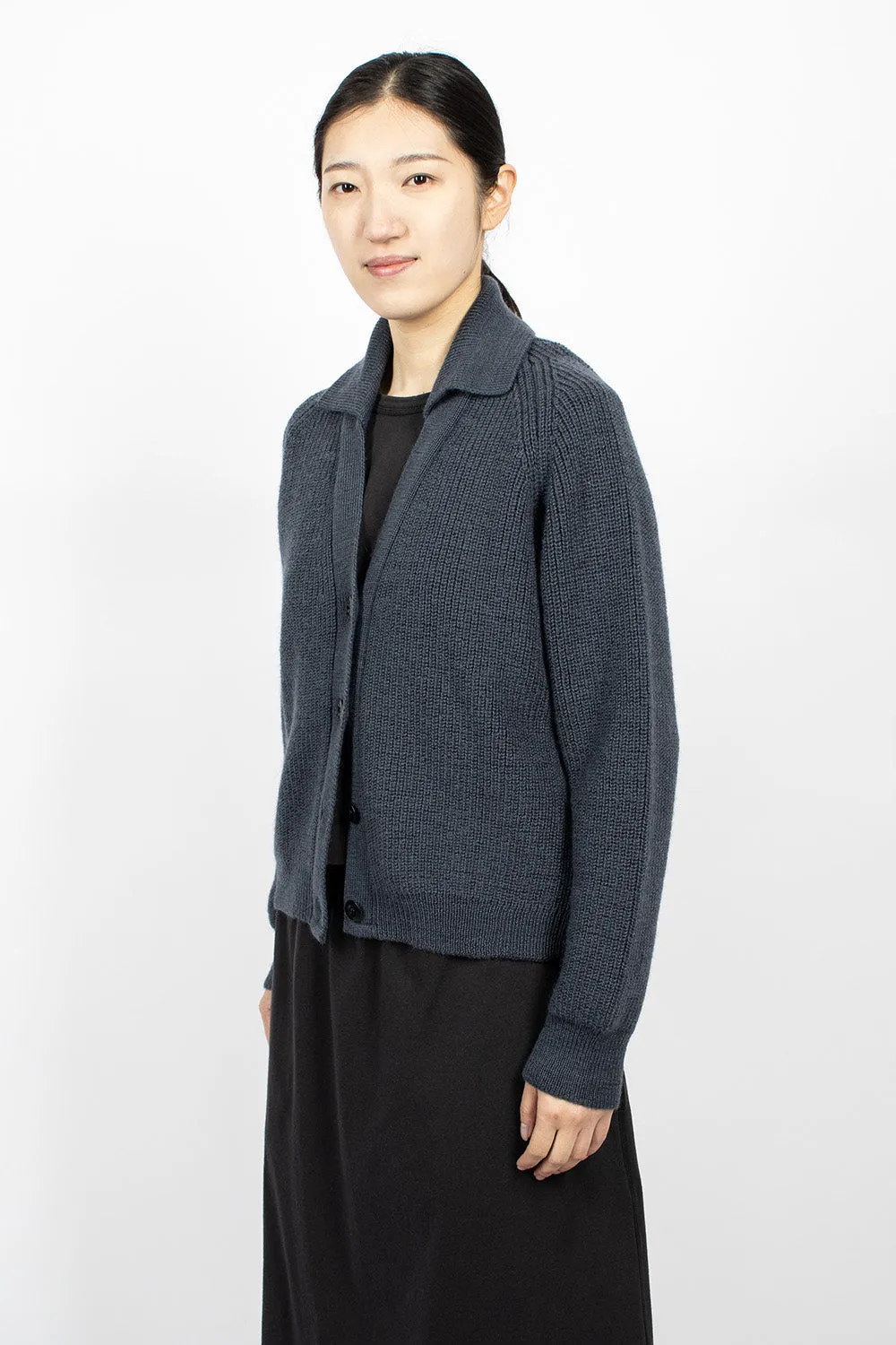 Collared Cardigan Uniform Blue