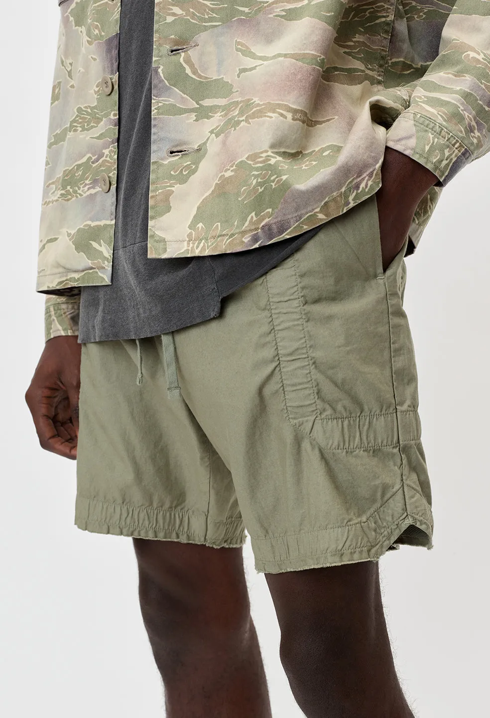 Cotton Poplin Frame Shorts / Olive