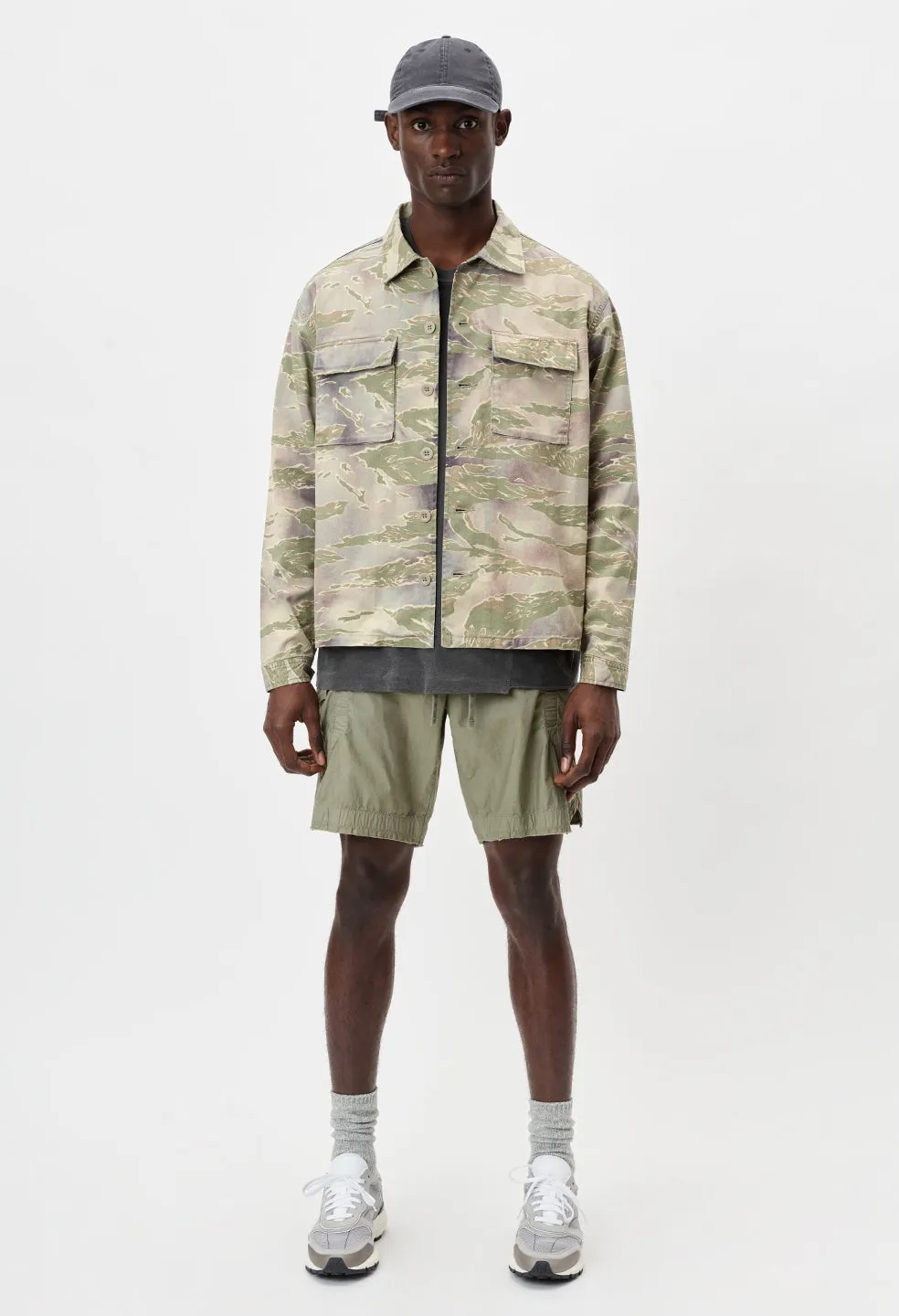 Cotton Poplin Frame Shorts / Olive