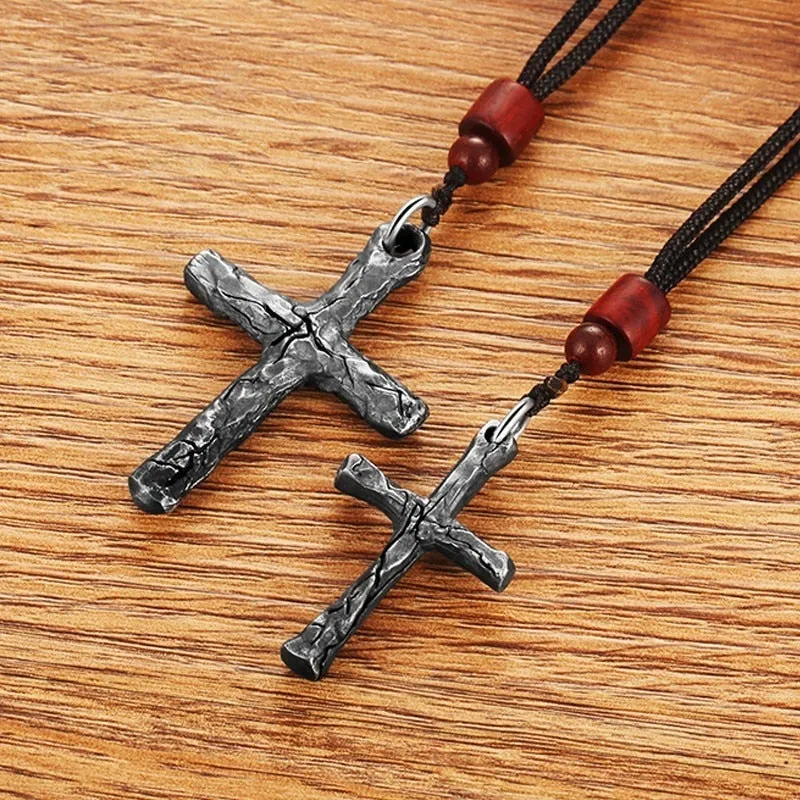 Crack Cross 925 Sterling Silver Vintage Punk Rock Biker Pendant Necklace