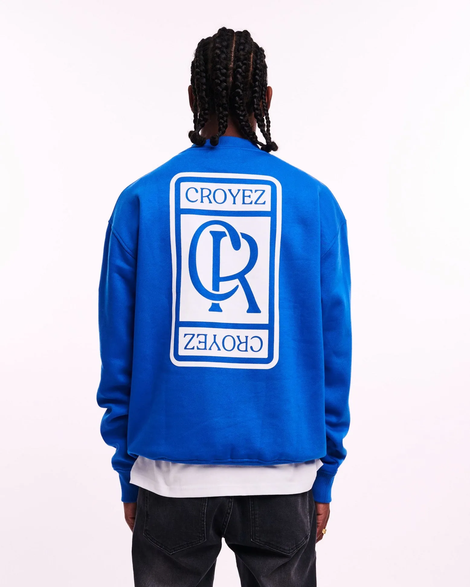 CROYEZ INITIAL SWEATER - COBALT/WHITE