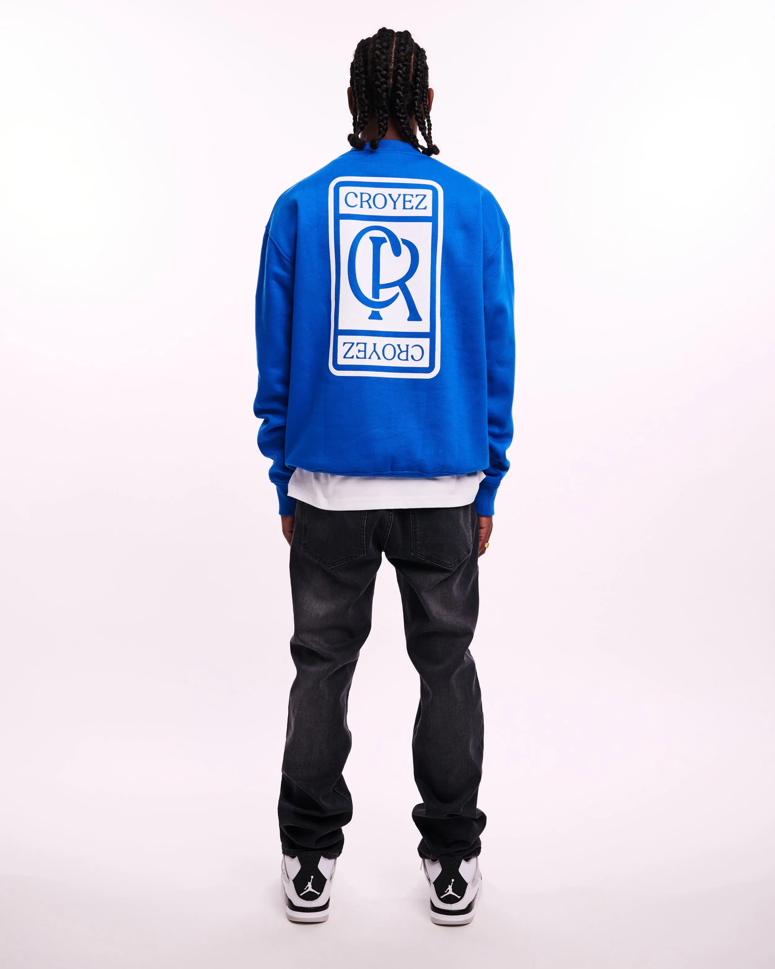 CROYEZ INITIAL SWEATER - COBALT/WHITE