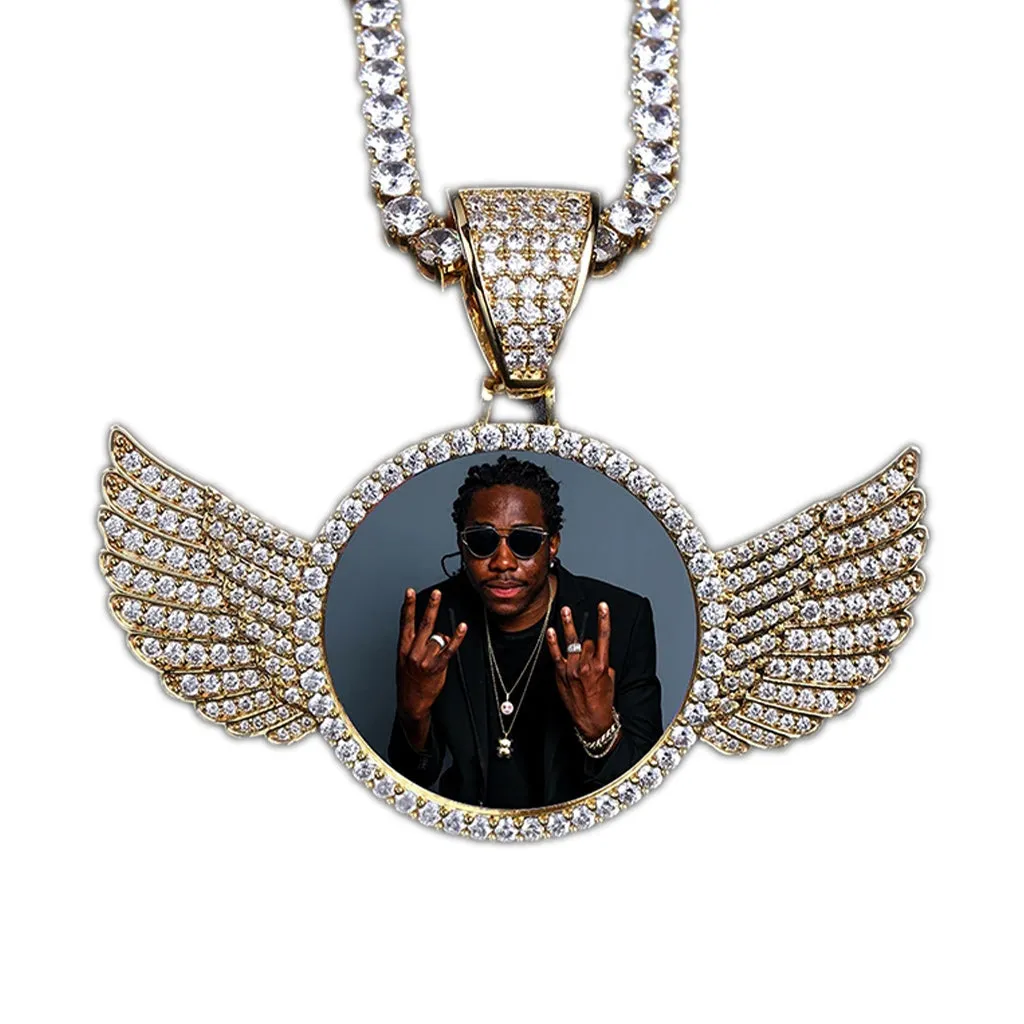 Custom Photo Memory Medallion Cubic-Zirconia Hip-hop Pendant Necklace