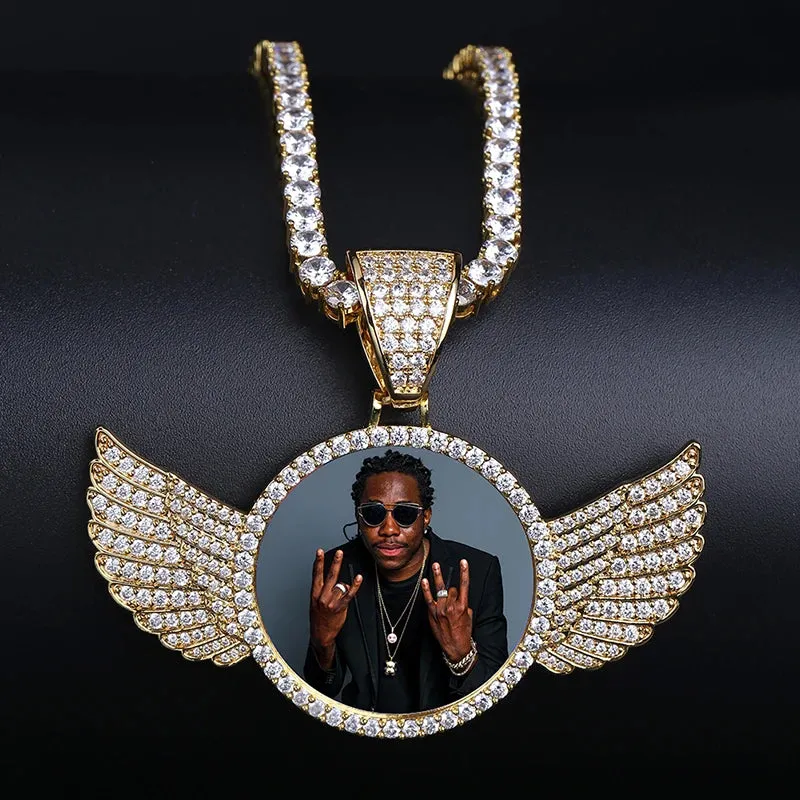 Custom Photo Memory Medallion Cubic-Zirconia Hip-hop Pendant Necklace