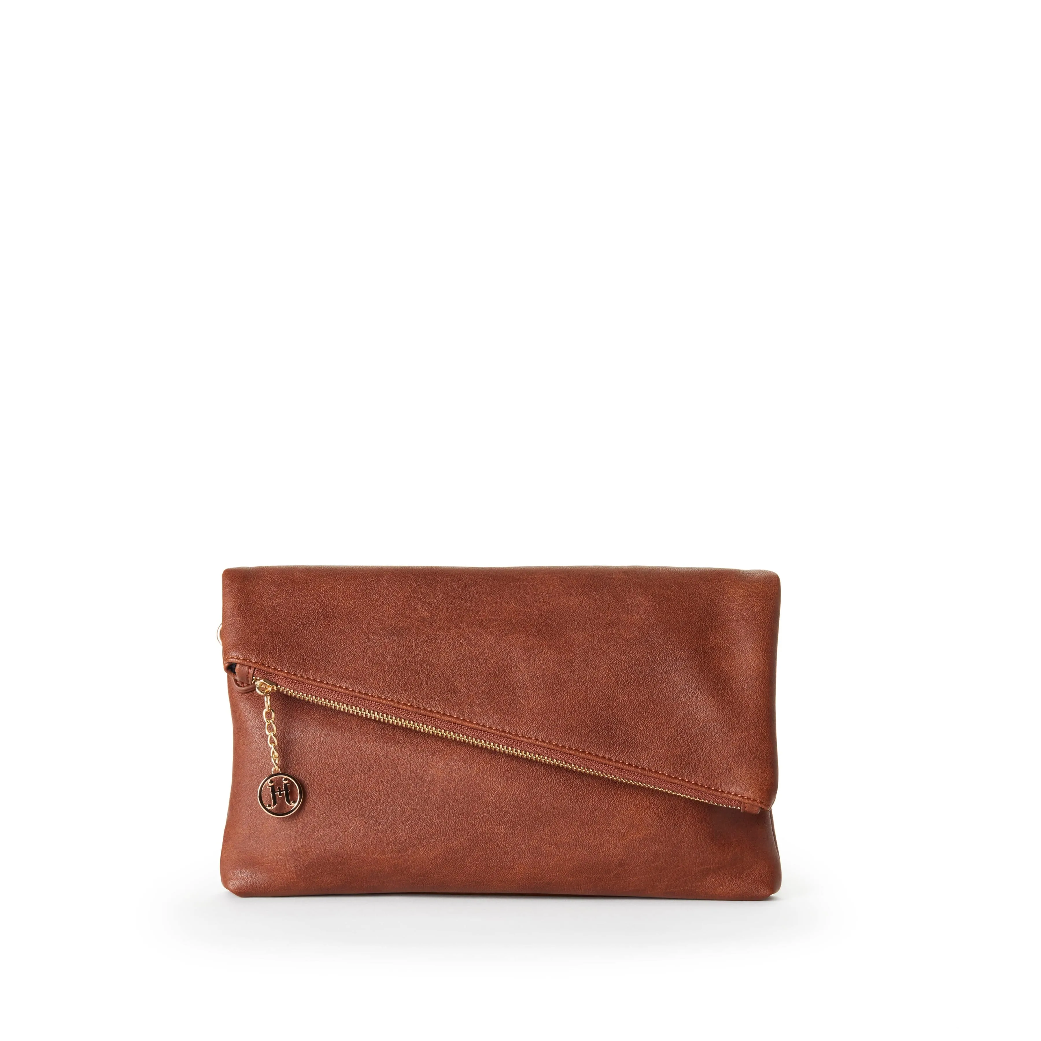 Cyndie Vegan Leather Asymmetrical Foldover Clutch | Multiple Colours