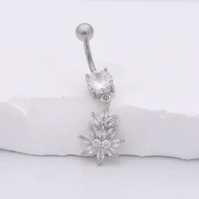 CZ Flower Dangle Belly Button Navel Ring