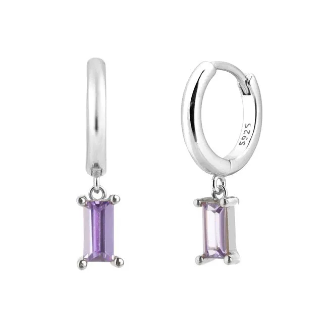 Dangling Cubic Zirconia Round 925 Sterling Silver Fashion Drop Earrings