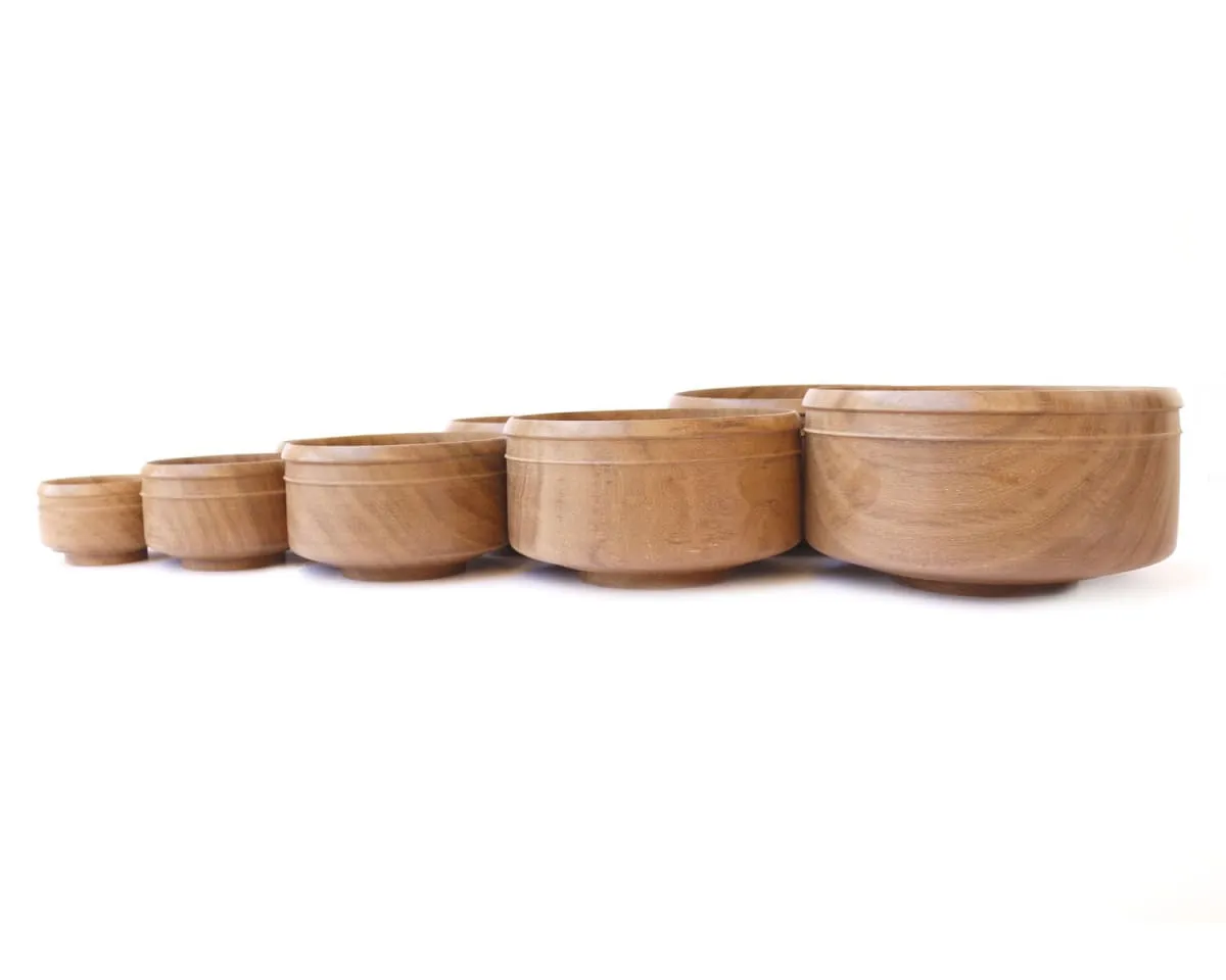 De Kulture Handcrafted Rohida Wood Jain Monk Bowls Paper Thin Multipurpose Vessels for Serving  Fruits Salad Snacks  Ideal Tableware and Kitchen Decor , Set of 9