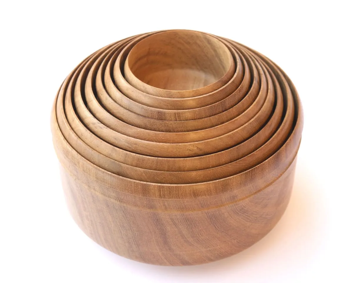 De Kulture Handcrafted Rohida Wood Jain Monk Bowls Paper Thin Multipurpose Vessels for Serving  Fruits Salad Snacks  Ideal Tableware and Kitchen Decor , Set of 9