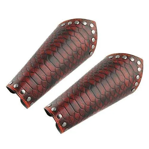 Dragonscale Bracers Genuine Leather Dragon Knight Gauntlet Wristband Wide Bracer Arm Armor Cuff