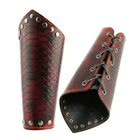 Dragonscale Bracers Genuine Leather Dragon Knight Gauntlet Wristband Wide Bracer Arm Armor Cuff