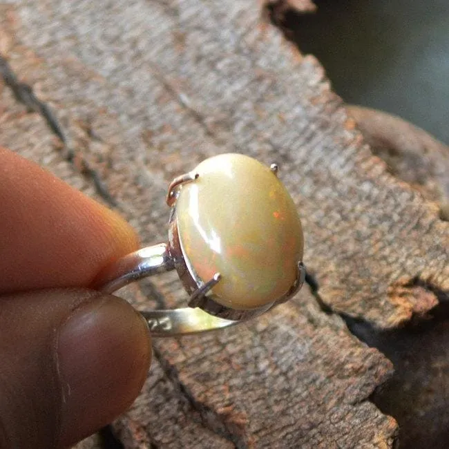 Ethiopian Welo Opal Gemstone Ring- Opal Ring- Ethiopian Opal 925 Sterling Silver Ring, Opal Jewelry, Nickel Free