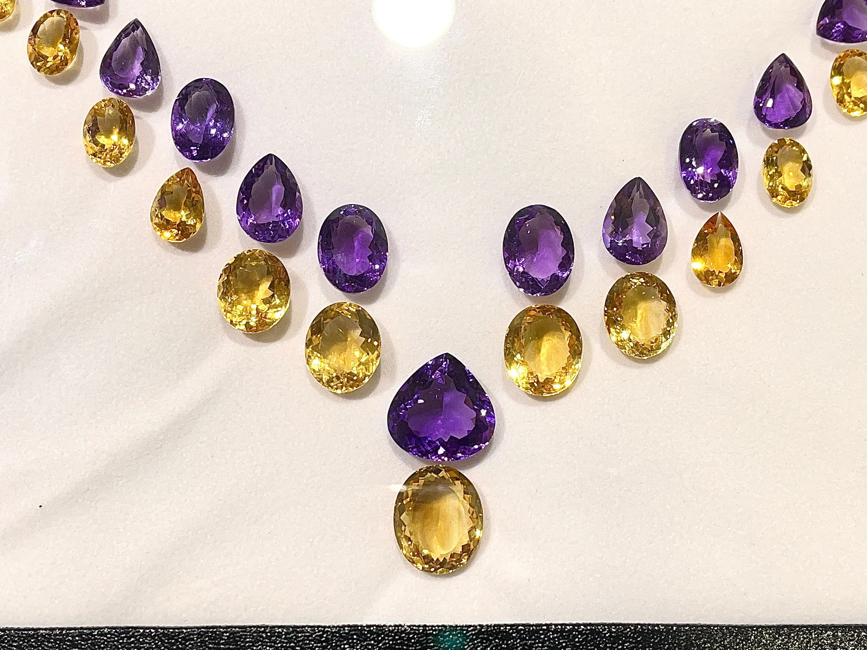 Fine AAA Amethyst & Citrine cut stone Graduated Layout set