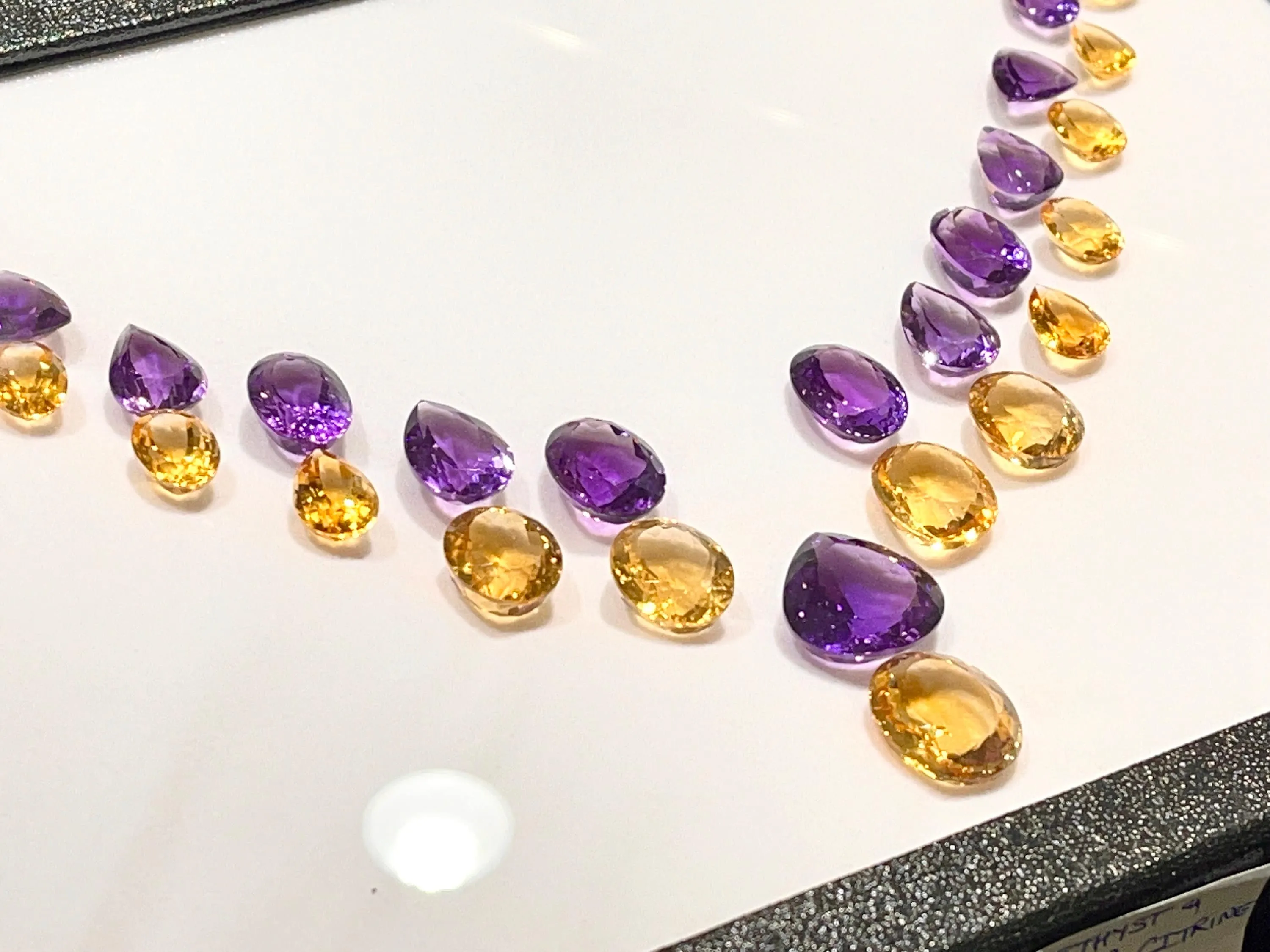 Fine AAA Amethyst & Citrine cut stone Graduated Layout set