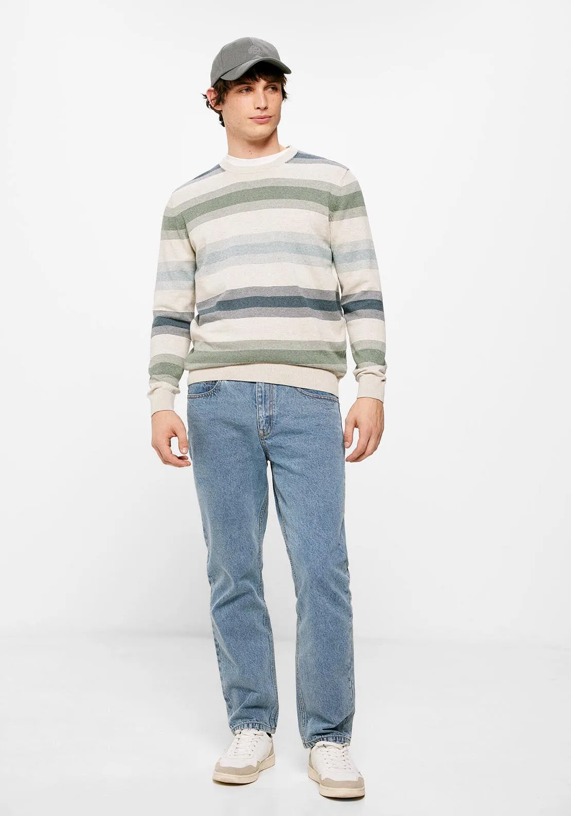 Fine Wool Stripe Knit - Green