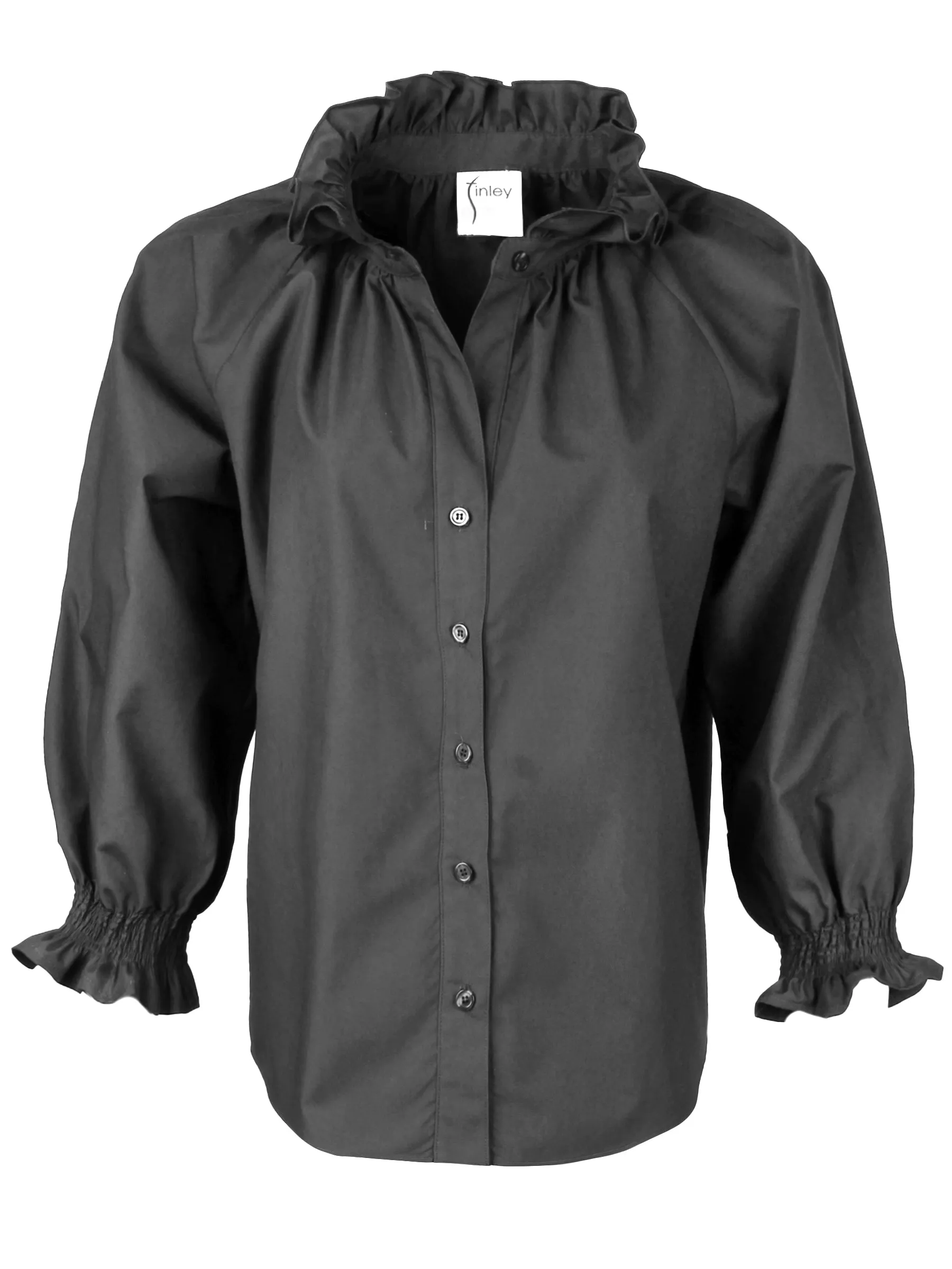 Fiona Shirt Black Silky Poplin