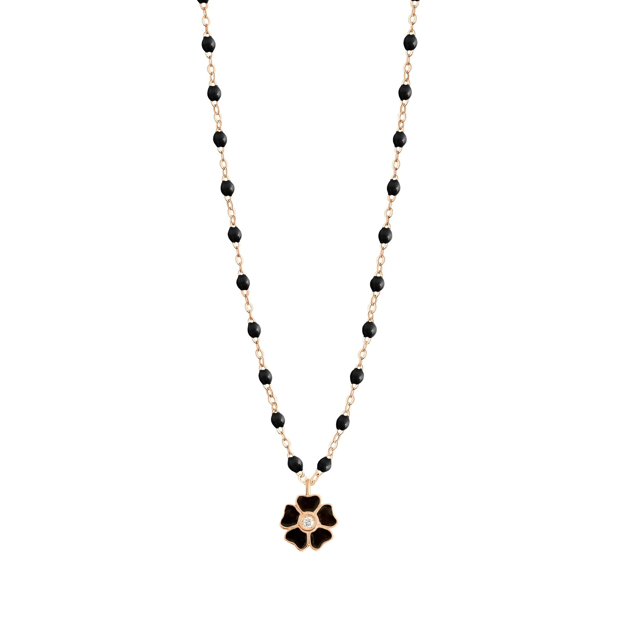 Flower Classic Gigi Black diamond necklace, Rose Gold, 16.5"