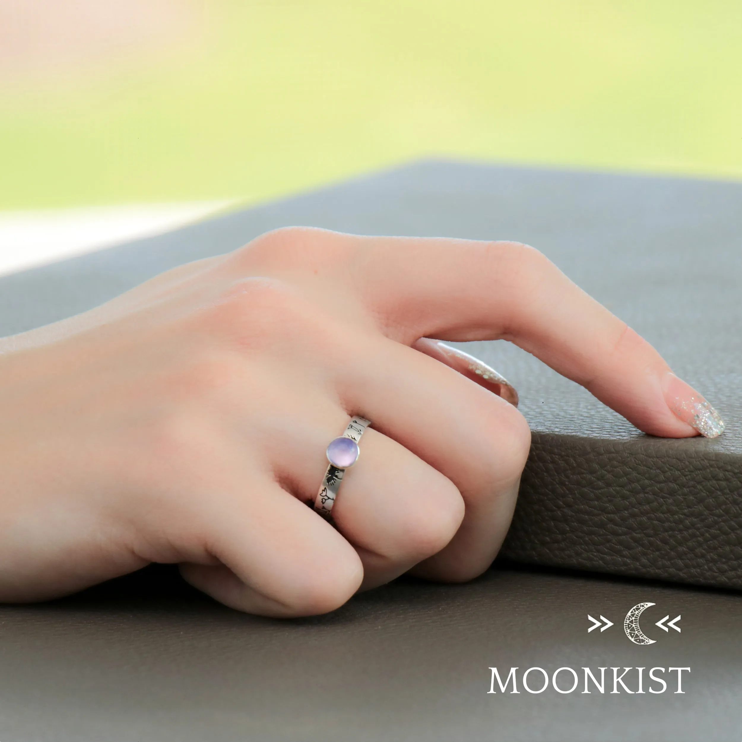 Flower Engraved Engagement Ring  | Moonkist Designs