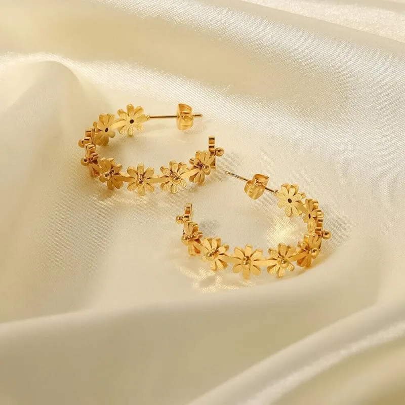 Flower Hoop Earrings