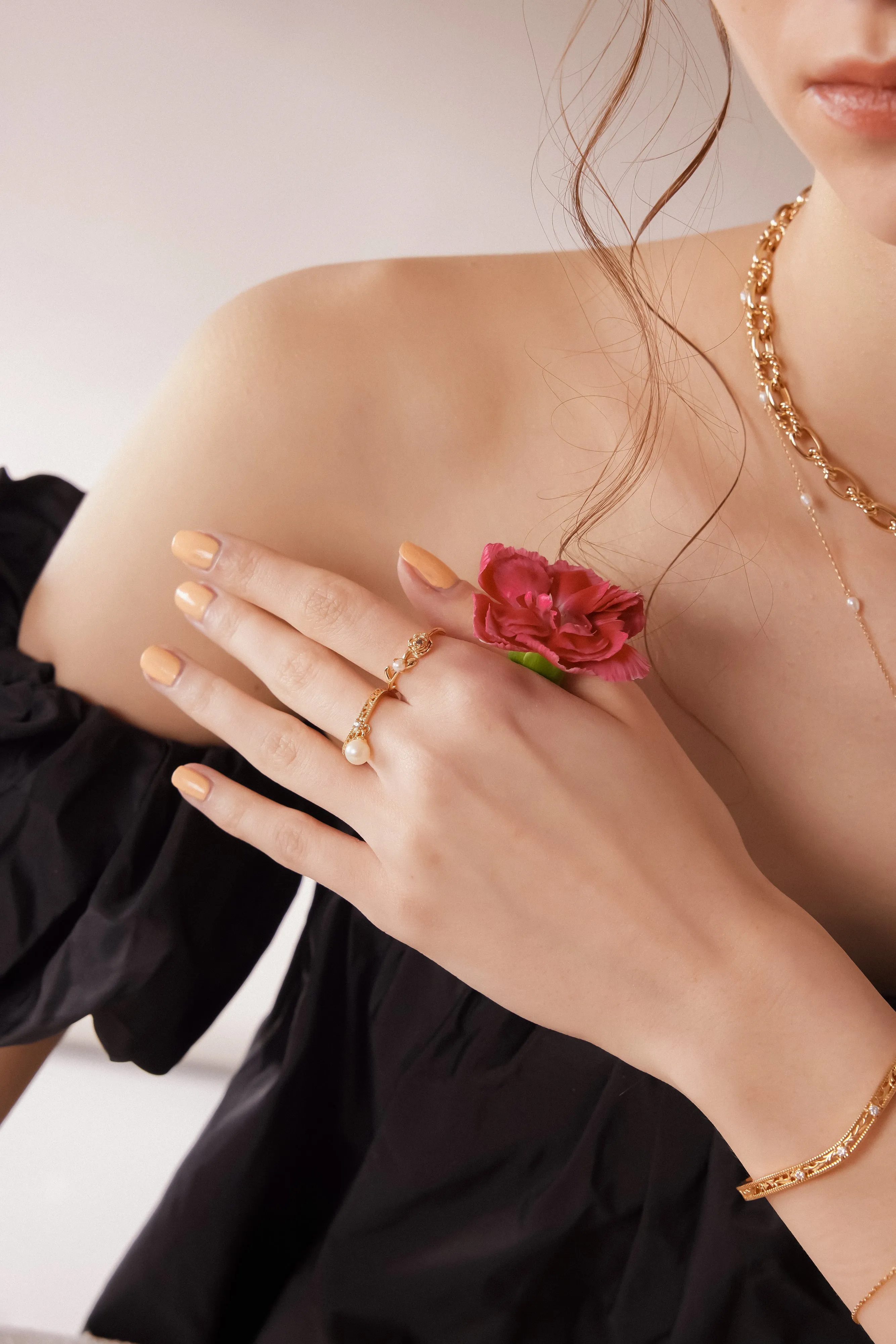 Freshwater Pearl Gold Ring - Carnation