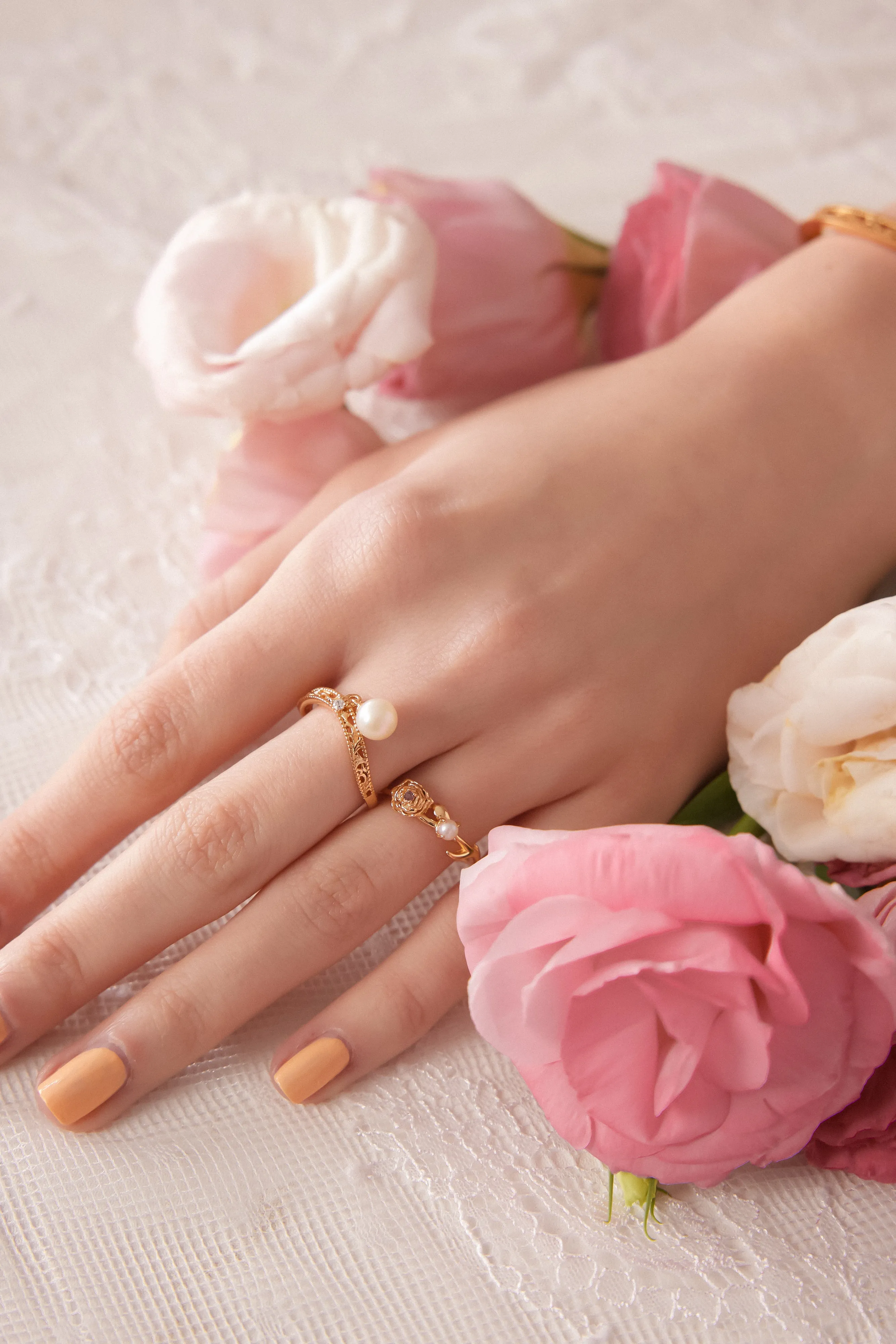 Freshwater Pearl Gold Ring - Carnation