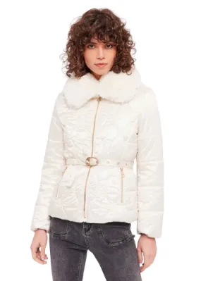 Gaudì women's down jacket with fur collar and belt 321BD35012 2131 tofu