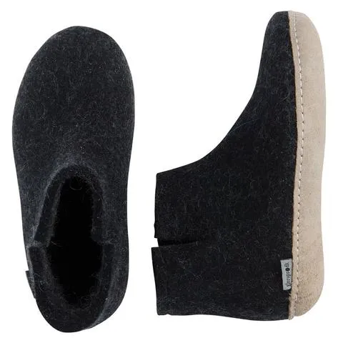 Glerups - Slipper Boot Leather Sole Charcoal