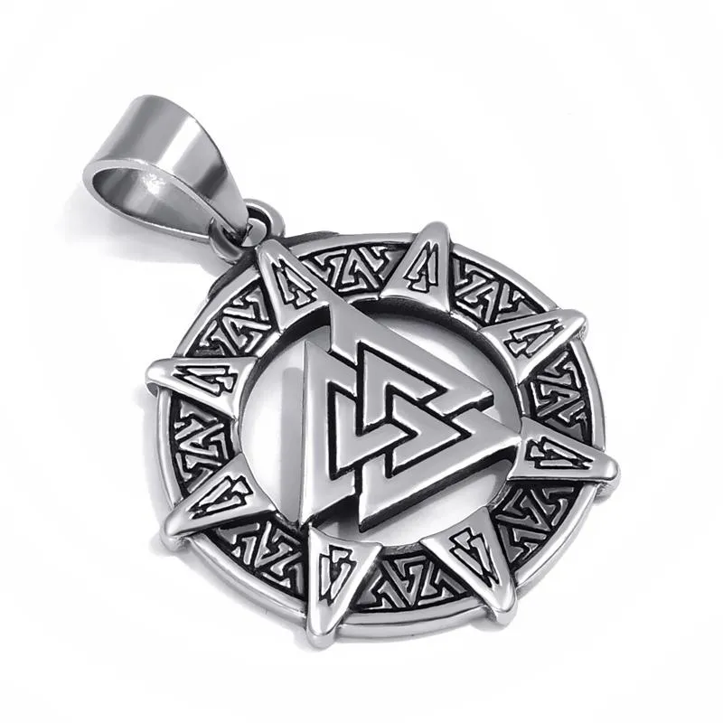 Gold & Silver Viking Valknut Pendant with Chain Necklace