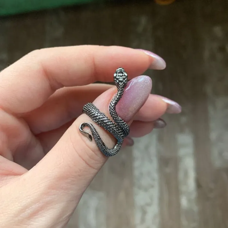 Gothic Snake 316L Stainless Steel Adjustable Ring