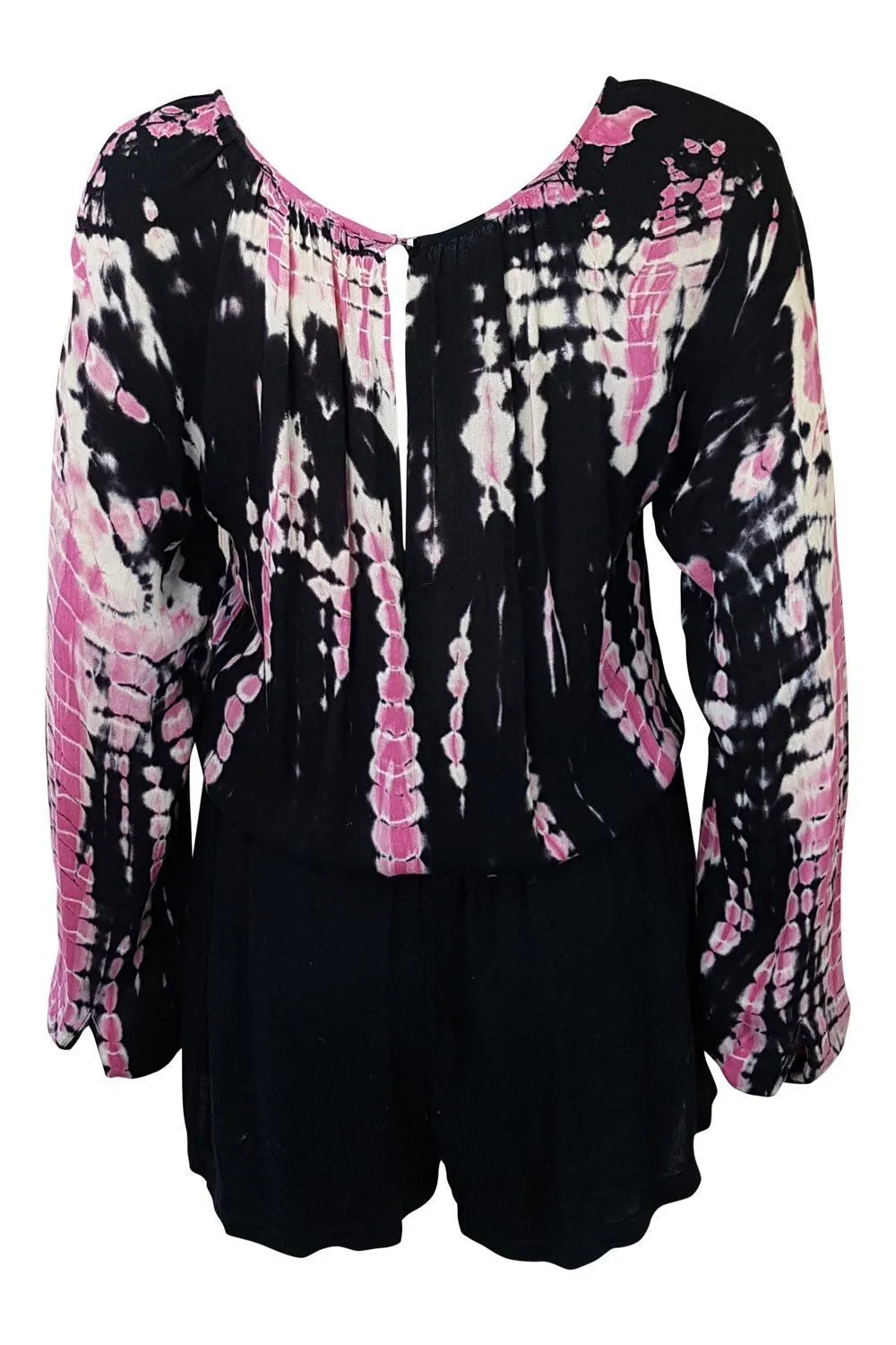 GYPSY GLOBAL VILLAGE Tie Dye Black Pink Playsuit (S)