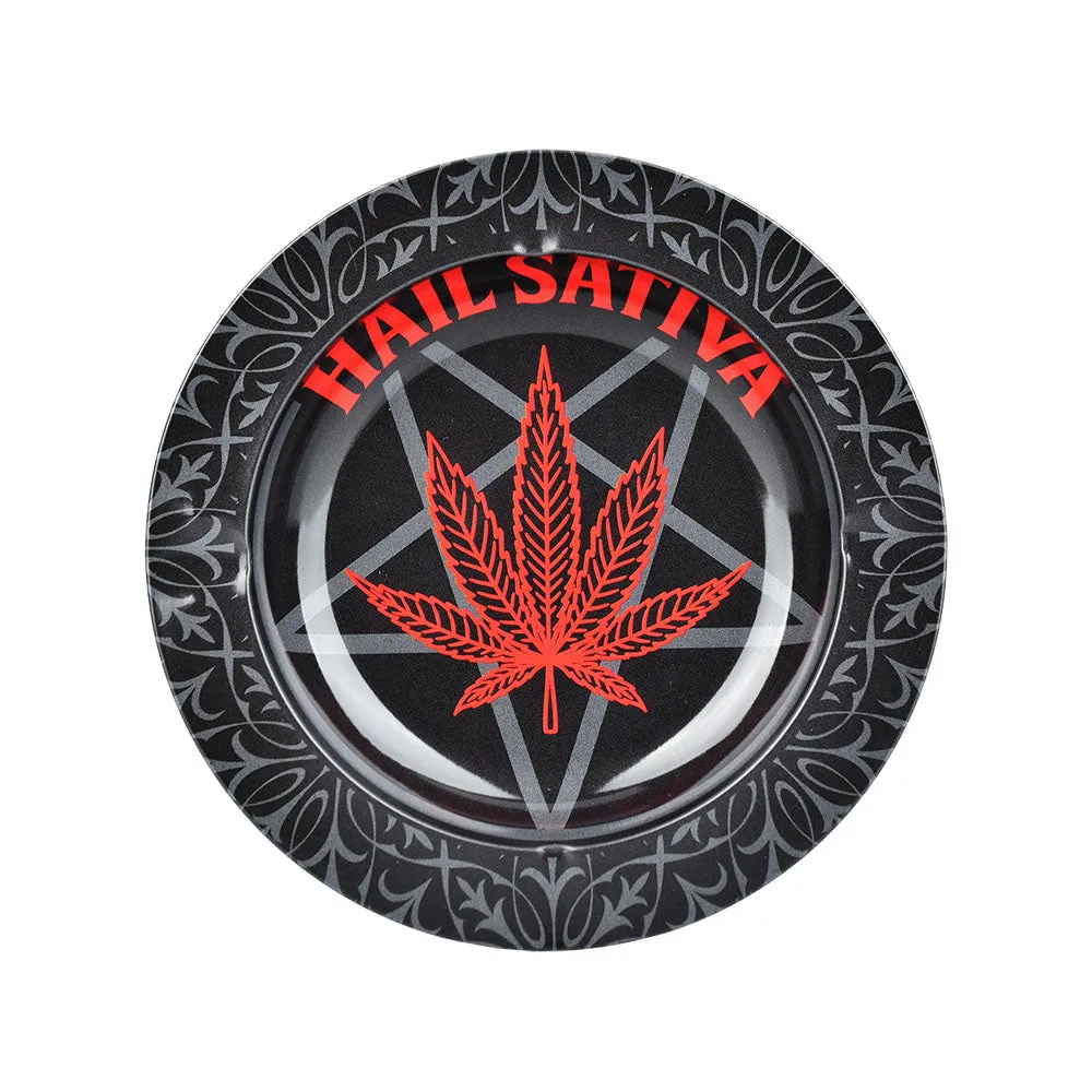 Hail Sativa Round Metal Ashtray