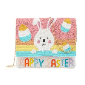 HAPPY EASTER Message Seed Beaded Easter Clutch Crossbody Bag