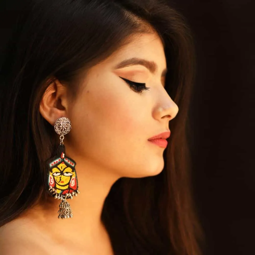 Jamini Roy hand embroidered earrings