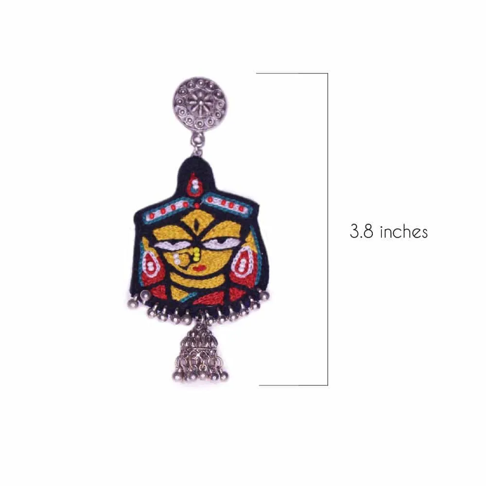 Jamini Roy hand embroidered earrings