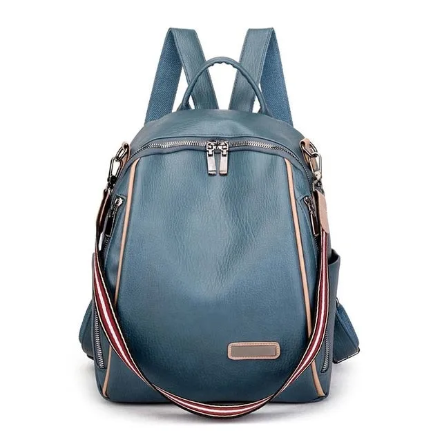 Large Capacity Fashion Quality Leisure Soft Leather Travel Backpack