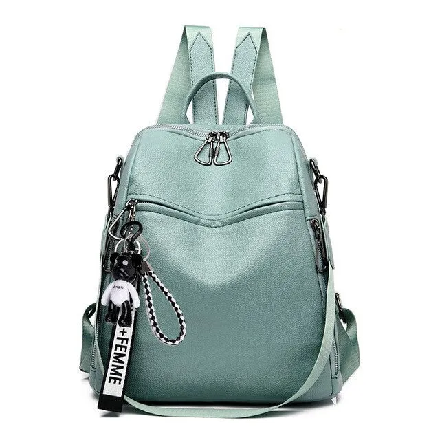 Large Capacity Luxury Designer Multifunction Soft Leather School Bag and Travel Backpack