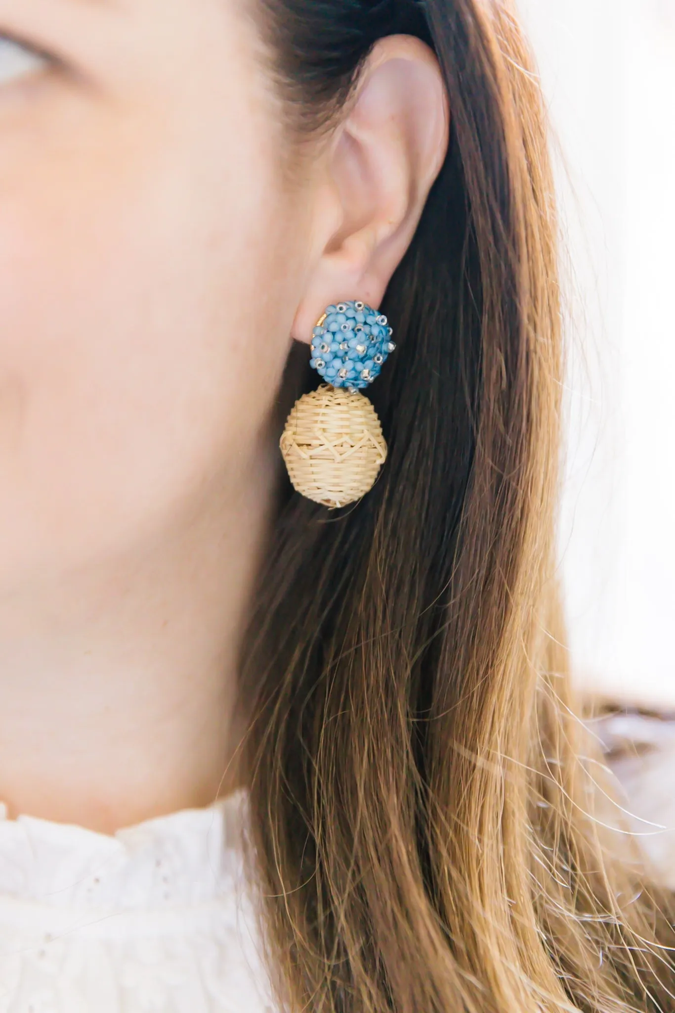 M. Donohue Liz Rattan Ball  Earrings (four colors)