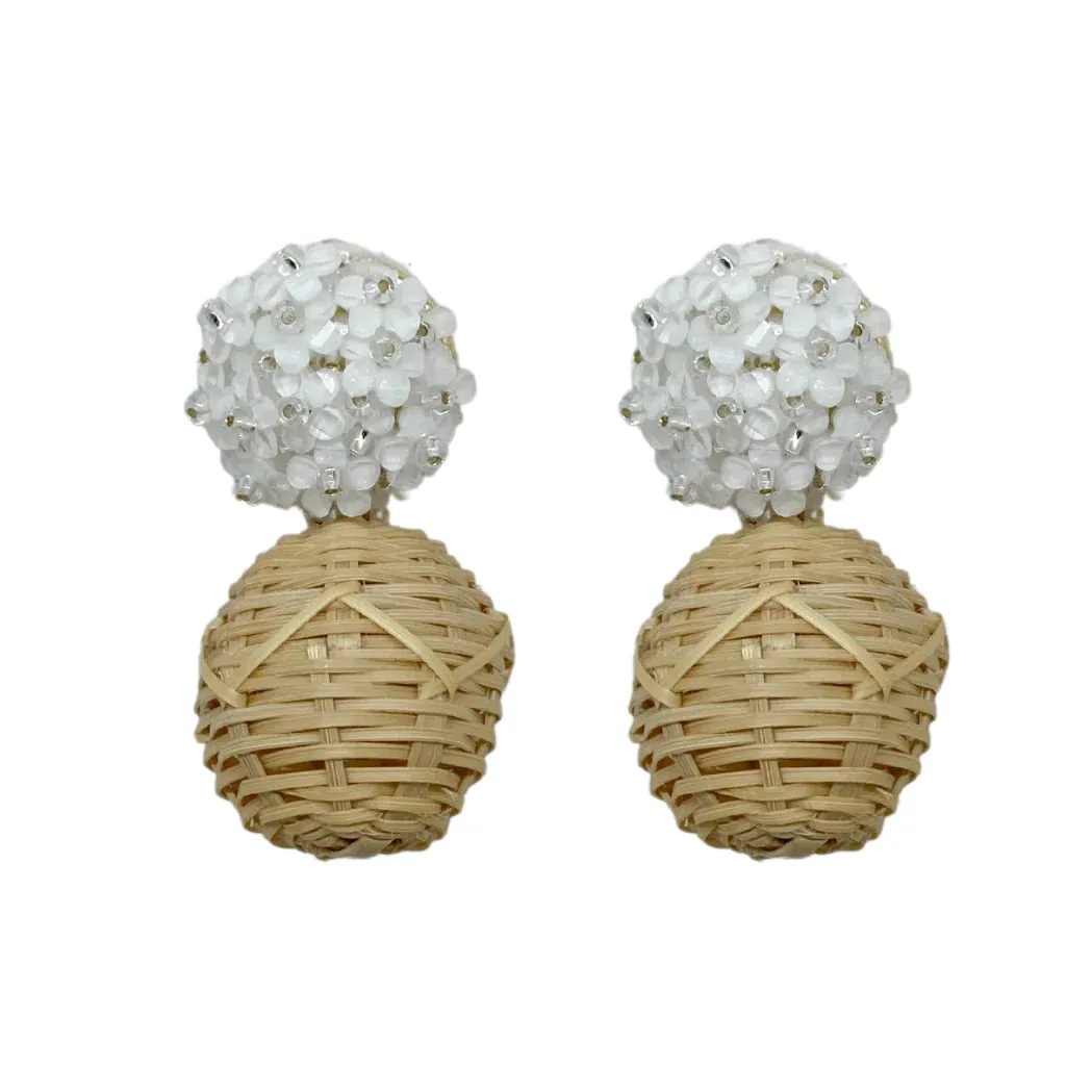 M. Donohue Liz Rattan Ball  Earrings (four colors)